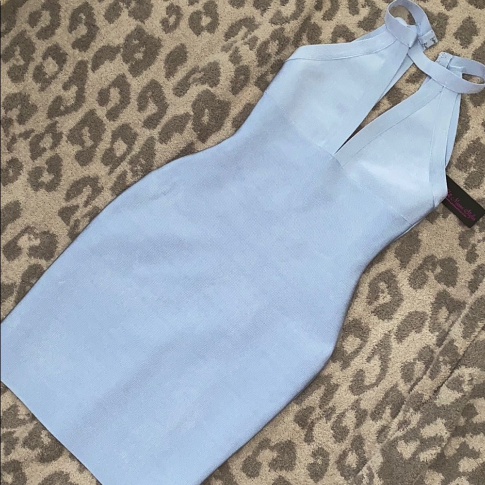 Hot Miami Styles Blue Bodycon Bandage Dress